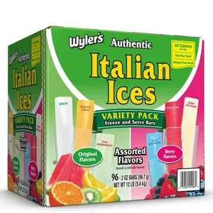 Wyler's Authentic Italian Ices Variety Pack - 96 Bars 2 oz Each Assorted Flavors Fat-Free 32 Servings per Container Freeze & Serve