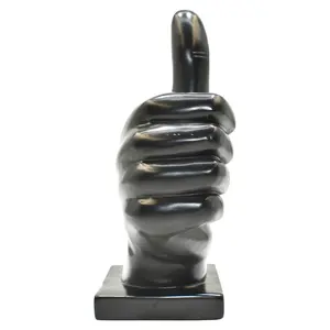 212 MAIN Adam & Friends Resin Thumbs Up Sculpture, 1-Piece Black Home Decor Statue, Stylish Gifting Ornament, Conversation-Starting Art Piece