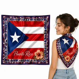 Puerto Rico Scarf, Puerto Rico Flag Printed Head Scarf for Women, Cultural Bandana Wrap for Hair, Neck and Festival Wear