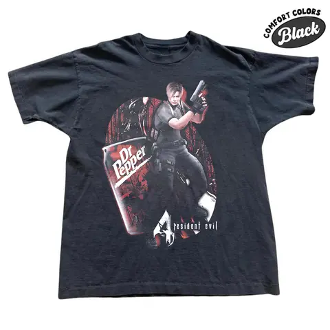 The Resident Evil Leon Comfort Color Shirt, Dr. Pepper Collaboration Shirt, Gamer Tee, Vintage Video Game Shirt, Leon S. Kennedy Shirt, Retro Gamer Apparel, Horror Game Shirt