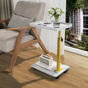 C Table End Table Adjustable Height, 360?Swivel TV Tray Table for Small Spaces, Couch Tables that Slide Under, C Shaped Side Tables Living Room and Bedroom for Sofa, Bed,Chair, Snack