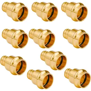 10 Pack Pro press Fittings 3/4 Inch 3/4" Press Pro press x 3/4" PEX Adapter Crimp Fittings Brass Coupling Connect from Cooper to Pex B Pipe(,copper to pex adapter 3/4)