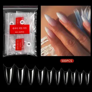 Stiletto Soft Gel Nail Tips, 500pcs/bag Acrylic Press on Nails, Stylish Acrylic Nails for DIY Nail Art and Extensions, Professional Nail Art Kit for Women & Girls, Nail Art Supplies