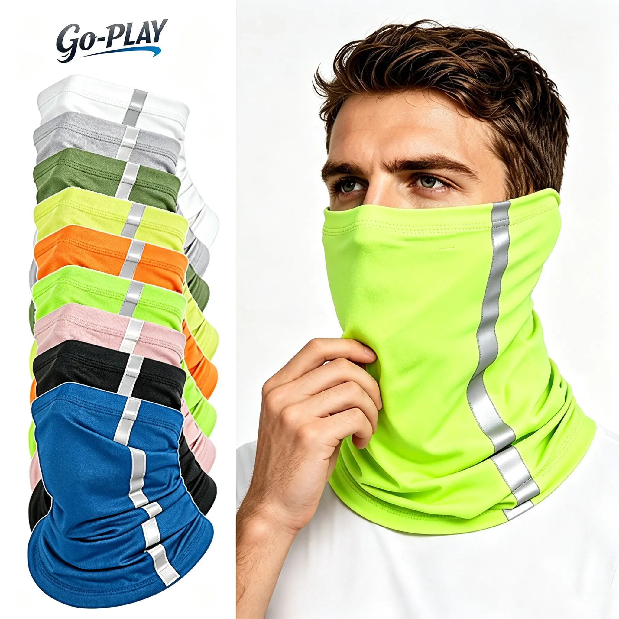 3PCS Cooling Neck Gaiter Face Cover, Ice Silk UV Protection Balaclava for Men & Women, Breathable Moisture Wicking Neck Gaiter, Reflective Face Scarf, Sun Protection Face Mask for Fishing, Running, Cycling, Hiking, Motorcycle, Outdoor Sports, Summer