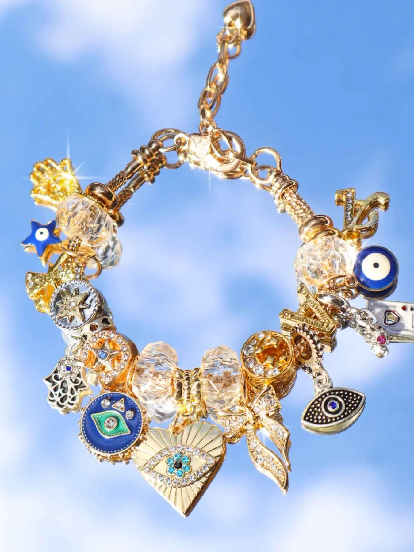 Demon Eye Charm Bracelet, Eight-Point Star Bracelet, Blue Eye Heart Bracelet, Heart Design Bracelet, Blue Buddha Hand Bracelet, Butterfly Knot Heart Bracelet, Exquisite Trendy Bracelet, Fashionable Bracelet Style