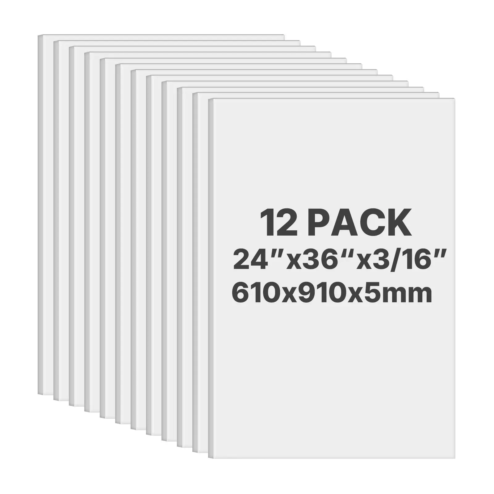 VEVOR Foam Board, 12 Pack 24x36in 3/16in Thickness Acid-Free Double-Sided White Poster Core Sheets, 2.2kg (4.85lbs) Seep-Proof for Schools, Mounting, Crafts, Projects