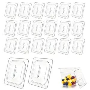 20 Piece Clear Acrylic Food Pan Lid with Handle, Stackable Transparent Pan Cover, Universal Steam Table Pans Lid for Restaurants Hotels Parties, 1/6 Size
