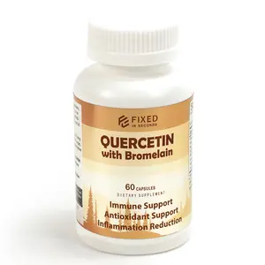 Fixed in Seconds Quercetin 600mg Capsules, with Bromelain, Hesperidin, EGCG, Green Tea, NAC, Vitamin C, Turmeric & Other Nutrients | Rapid Absorption for Overall Health Support | 60 Count