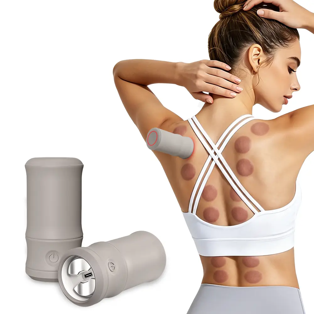 Portable Smart Cupping Massage Tool with Red Light Warm Therapy & EMS Microcurrent, Soft Silicone Vacuum Suction Cup for Neck Back Shoulder Calf Relief, Type-C Rechargeable Auto Power Off Muscle Relaxer
