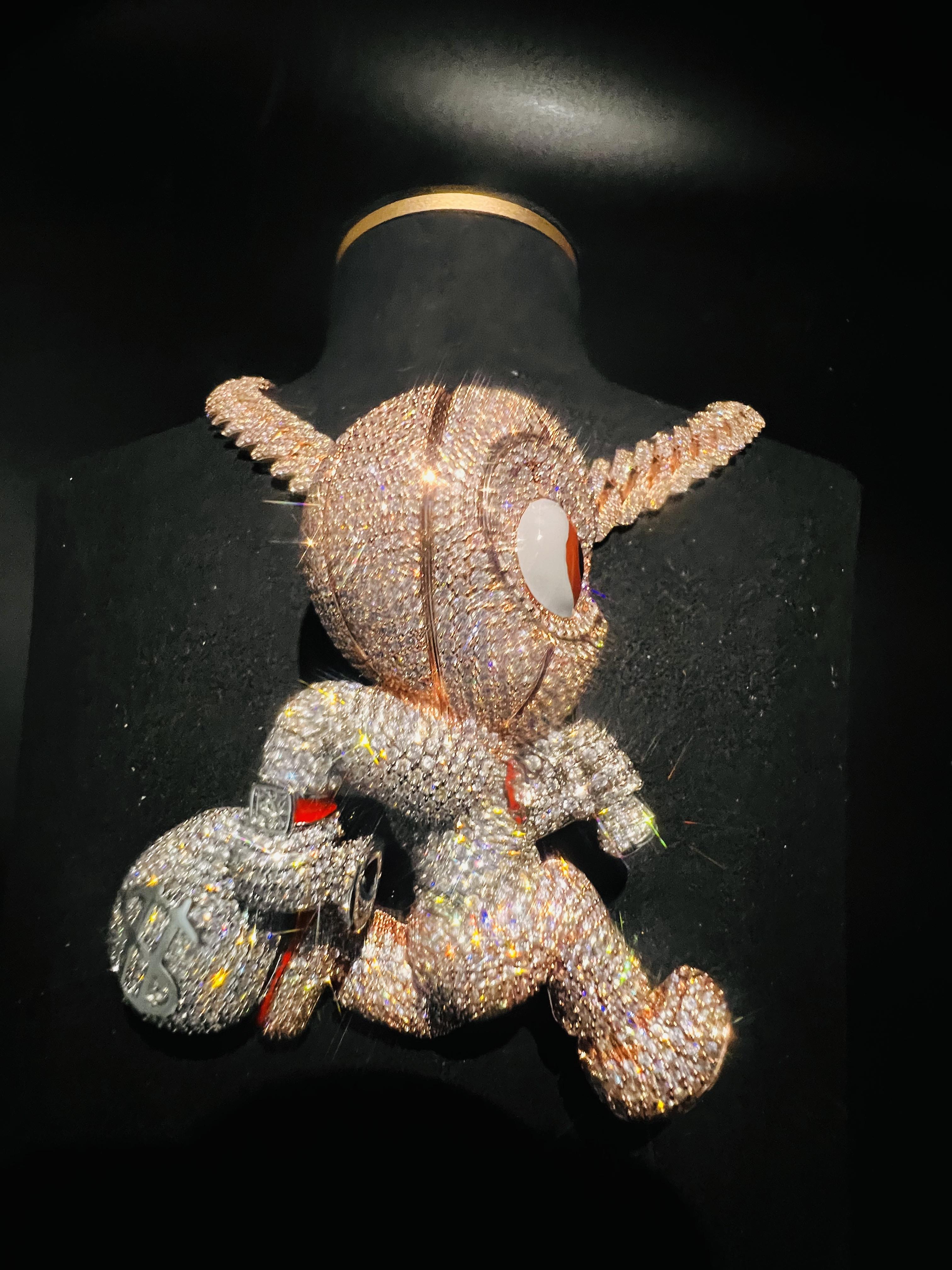 Personalized Thief Money Bag 3D Customized Hip Hop Pendant Premium Luxury Pendant with Ice Crystal Little Bald Head Pendant Luxury Valentine's Day Father's Day Mother's Day and Anniversary Gifts