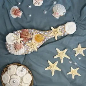 Mermaid Hairbrush with Shell and Pearl Accents for Beachy Hair Styling