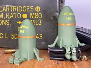 120mm Mortar Shell Buddy Desk Toy – 3D Printed PLA Artillery Shell Display