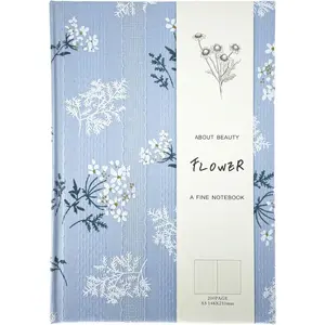 Floral Hardcover Journal for Writing, Lined Notebook for women, A5, 200 Pages, 6x8 Medium Size Notebook, Floret Printed Fabric Linen Personal Journal, Lay Flat Notebook, Reading Journal, Blue.