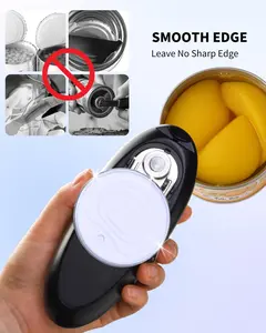 Self Design High End Rechargeable Electric Can Opener One Touch Automatic Can Opening with Lid Remover Smooth Edge Cutting Food Safe Easy to Use for Seniors Arthritis White