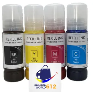Printer World 612 Bulk Sublimation Ink Compatible with Epson EcoTank PRINTER New Easy Refill Bright Vivid Heat Transfer Images Black Yellow Magenta Cyan