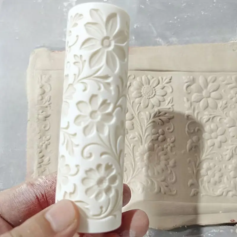 3D Floral Embossing Roller, Victorian Garden Pattern, Reusable Clay Texture Tool, for Ceramic, Pottery and Polymer Clay, Handcraft Decorations