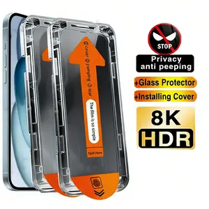 Privacy Screen Protector for iPhone 16 15 14 Samsung S24, Privacy Protection, Fingerprint Resistant, Dust-Free Bubble-Free, Military-Grade Shatterproof Protection