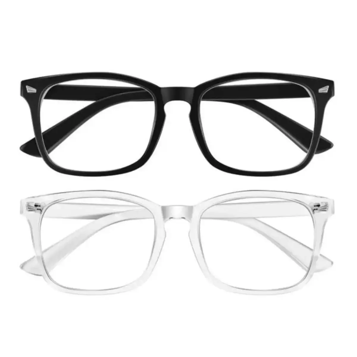 Unisex 2-Tone Non-Prescription Flat Lens Eyeglasses, Lightweight Durable Frame, UV400 Blue Light Blocking Fashion Eyewear, Two-Tone Non-Prescription Glasses