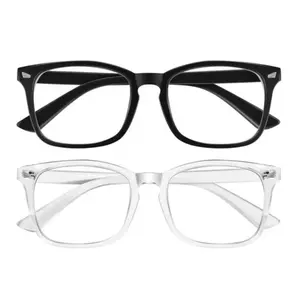 Unisex 2-Tone Non-Prescription Flat Lens Eyeglasses, Lightweight Durable Frame, UV400 Blue Light Blocking Fashion Eyewear, Two-Tone Non-Prescription Glasses