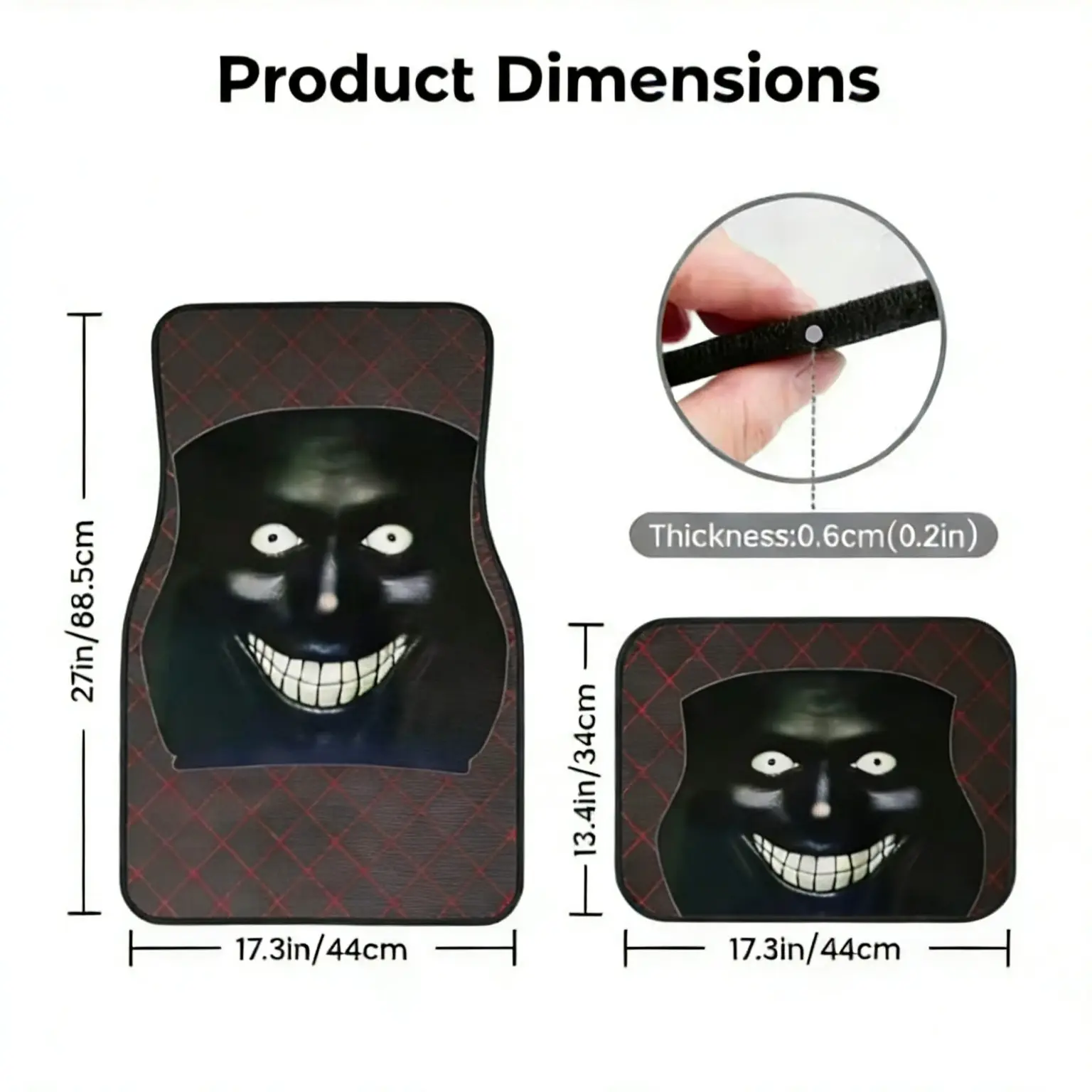 Horror Comedy Parod Floor Mats forCars Trucks SUV, 3-Piece All-Weather Car Matswith Universal Fit Design, Durable Car Floor Matswith Capture Ridges, Waterproof Rubber FloorMats for Cars non-slip protection f250 f350 box storage pocket steering wheel cover