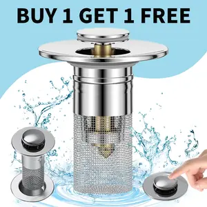 Buy 1 Get 1 Free Stainless Steel Hair Catcher Drain Protector Portable Anti-Clogging Basket Strainer for Bathroom Gadgets