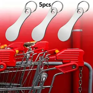5 sets of handcart release keys, made of stainless steel, polished silver, strong durability, light weight, rust proof, surface engravable, portable, with a simple and tear like design
