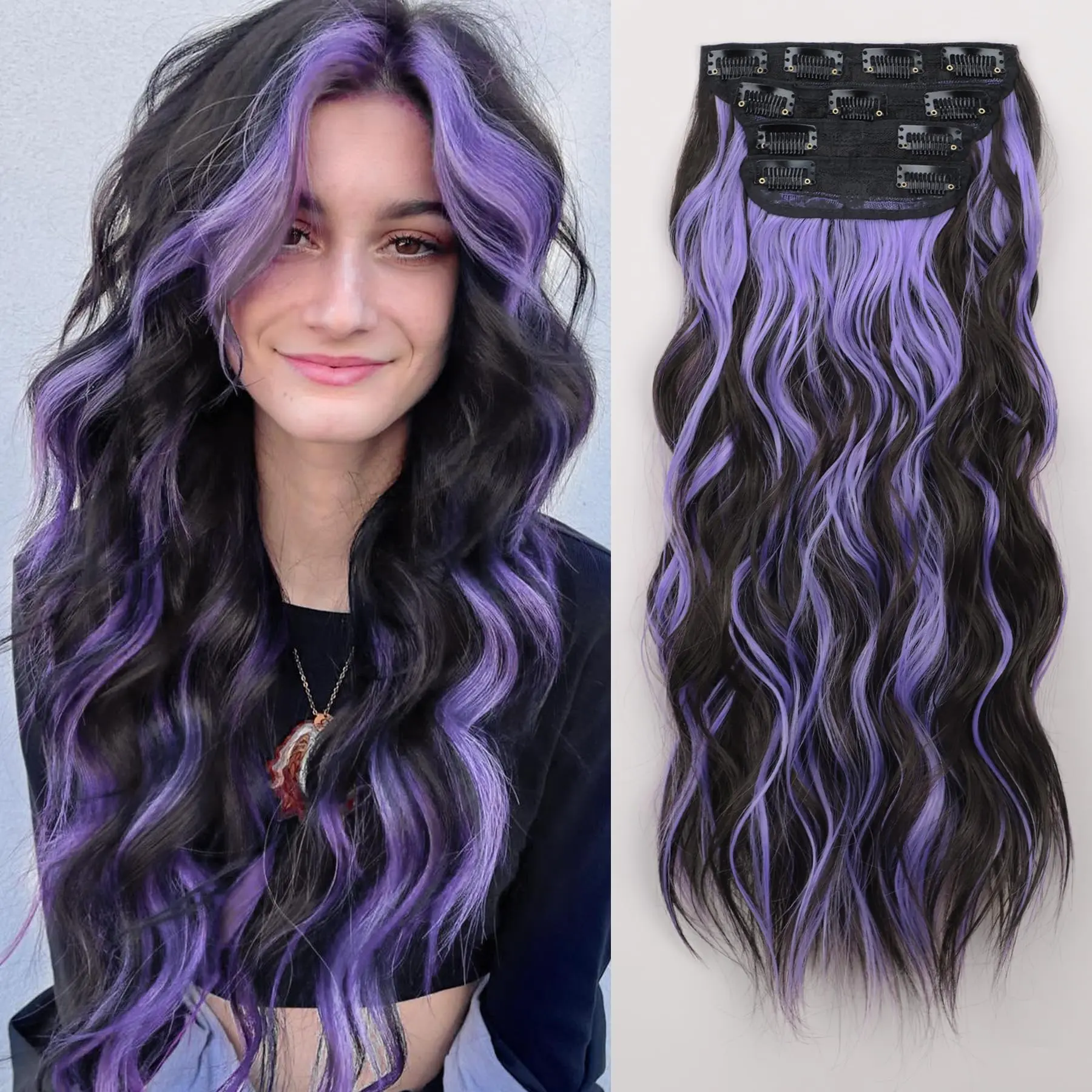 Brown Hair with Purple Highlights