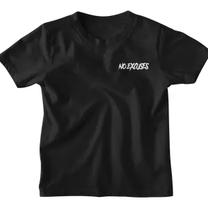 No Excuses Youth T-shirts Black (SMALL LOGO)