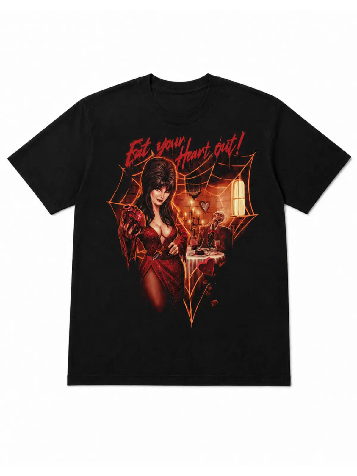 Elvira T-Shirt, Elvira Eat Your Heart Out Graphic Tee, Vintage Retro Horror Design Shirt, Black Mistress of the Dark Apparel, Perfect Gift For Men and Women