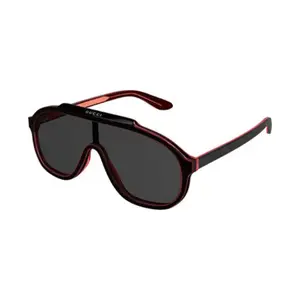 Gucci Novelty Sunglasses One Size Bold Shield Style Red & Black Frame UV-Protective Tinted Lenses Lightweight Designer Accessory