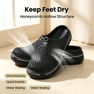 Men Women Breathable Mesh Clogs, White, Non-Slip, Water Friendly, Summer Slip-On Shoes for Beach, Pool, Casual Wear Pedal