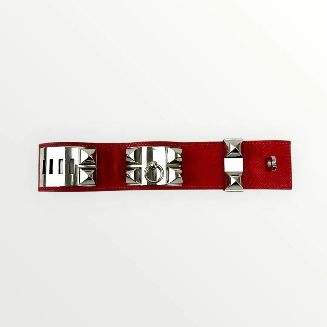 Pre-owned HERMÈS LEATHER Small Leather Goods Hermes Red Collier de chien bracelet