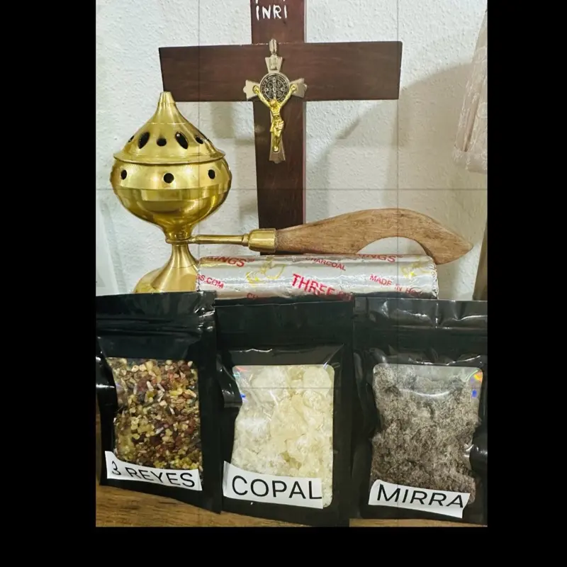 Paquete Incensiario 9”Para Oracion y Meditacion con Mango de Madera Religious Incense