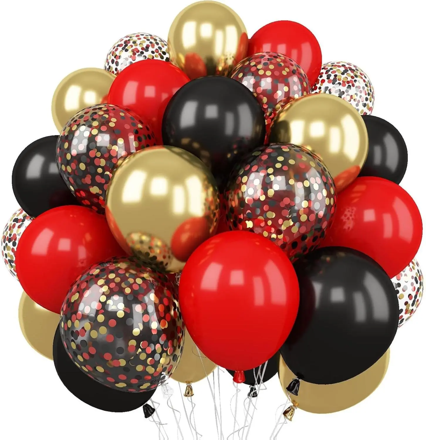 Togvu Red Black Gold Balloons 60 Packs 12 Inch Premium Latex Balloons for Casino Theme Party Decorations Graduation New Year Birthday Celebrations