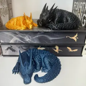 Sleeping Dragon Bookshelf Decor Dragon figurine 3d Printed Book Nook, library home office bedroom
