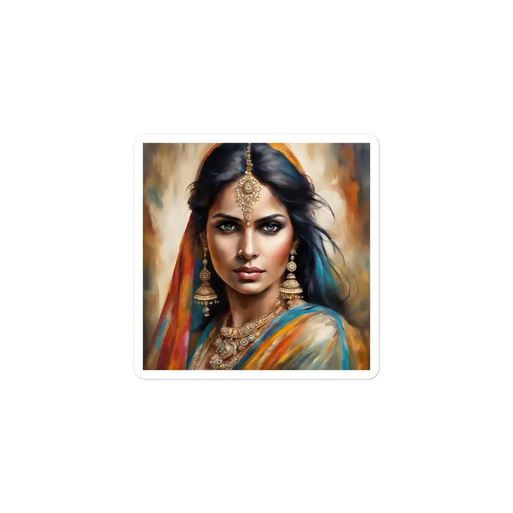 "Aanya" : Desi Girl High Quality Adhesive Vinyl Sticker : Indian Decor