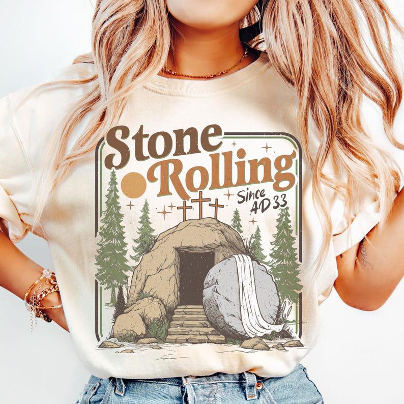 Comfort Colors Rolling Stones Inspired Christian T-Shirt Trendy Faith Based Graphic Tee, Jesus Christ Easter Shirt, Vintage Rock Aesthetic, Gift for Christian Believer