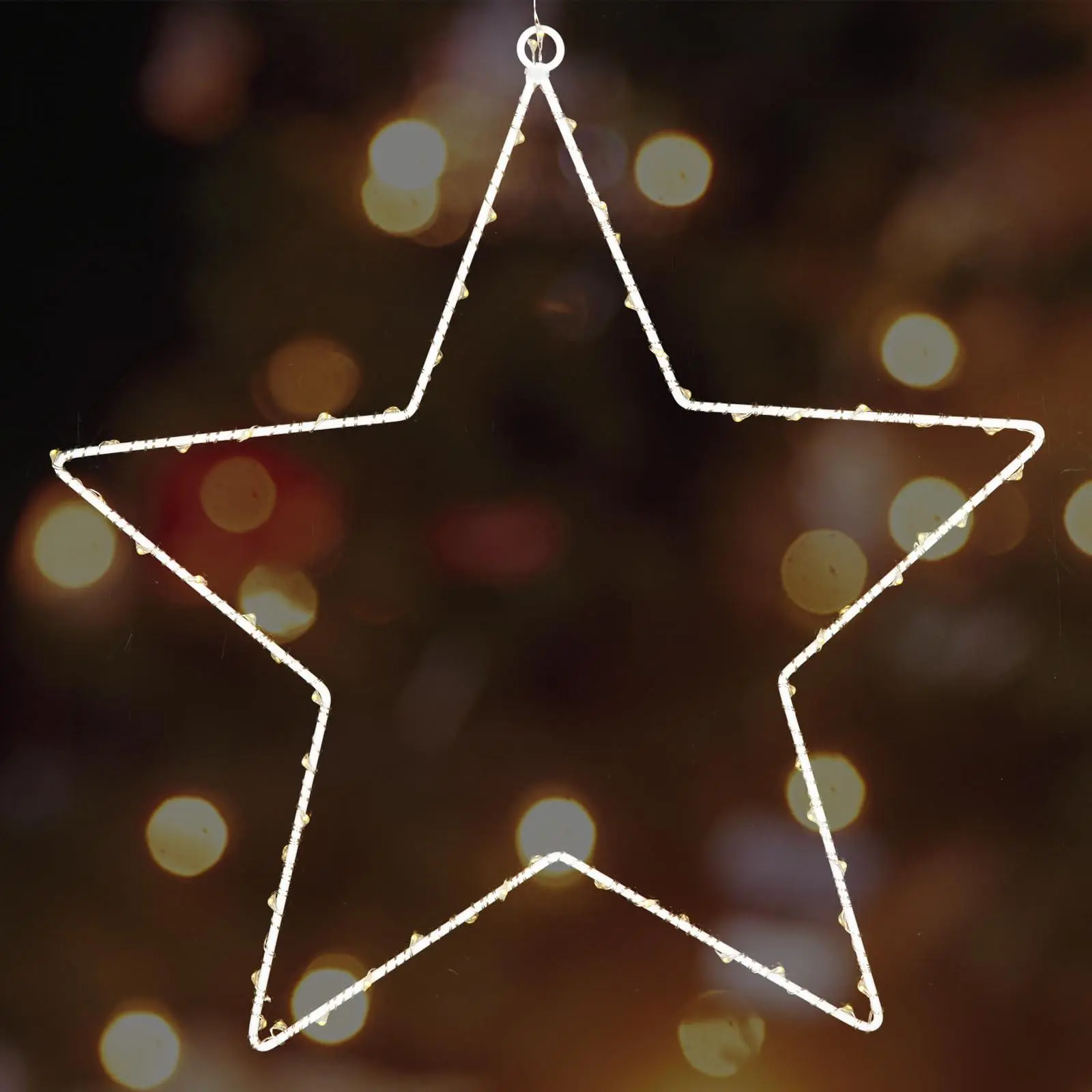 5-Pack Hanging Star Window Lights, Remote Timer, 60 Warm White LEDs, 8 Modes, 10 Brightness Levels