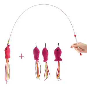 Interactive Cat Wand Toy with Elastic Boom & 3 Plush Fish - Endless Fun for Your Kitten!
