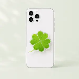 Aesthetic Green Lover Magnetic MagSafe Ring Stand Phone Grip, Y2K Lucky Four Leaf Acrylic Phone Mount, Pop Socket Durable Accessories