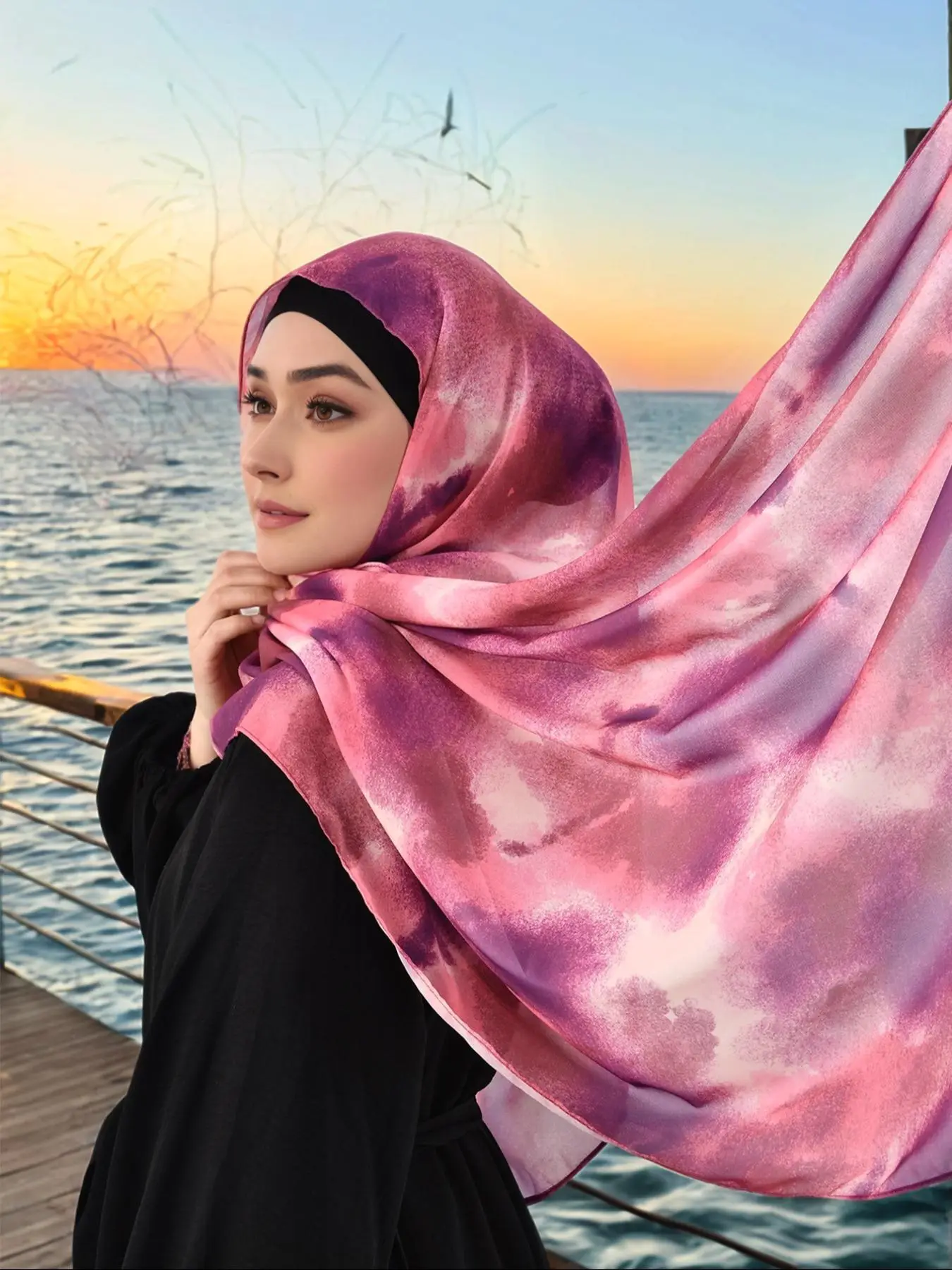 Women's Chiffon Khimar, Elegant Modest Chic Comfortable Long Hijab for Daily Wear, Fashionable Muslim Clothing for Women