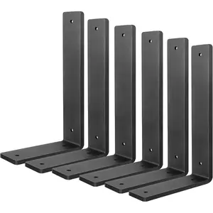 10 Inch Heavy Duty Shelf Brackets, 6 Pack L Shaped Floating Wall Shelf Brackets for DIY Decoration, Come with Complete Mounting Hardware