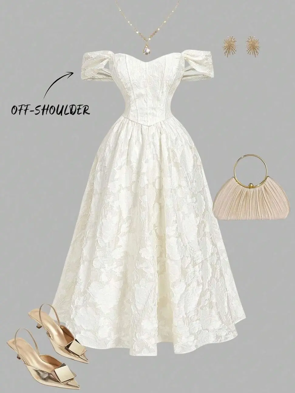 🌸 Plus Size Off Shoulder Midi Dress, Apricot Butterfly Sleeve Cutout Dress For Holiday Parties, Dinner Dates And Winter Outfits.