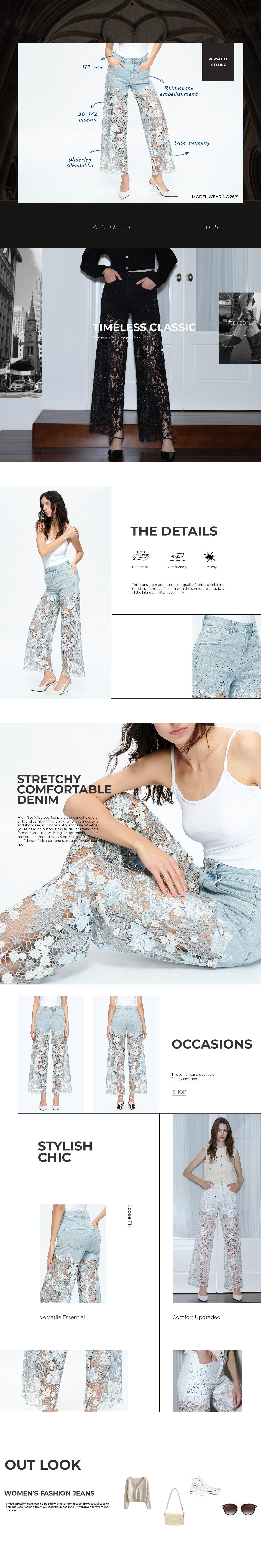 High Waist Wide Leg Lace Denim Jeans for Women Stretchy Rhinestone Black Pants Summer Style Cotton Viscose Polyester Trouser Gift BBL