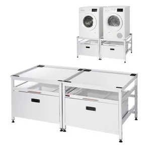 VEVOR Laundry Pedestal, 22.6 in Height, 29 x 29 in Washer and Dryer Pedestals with Pull-out Tray and Storage Space, 800 lbs Load Capacity, Non-Slip Feet Washing Machine Stand Universal, White, 2 Pack