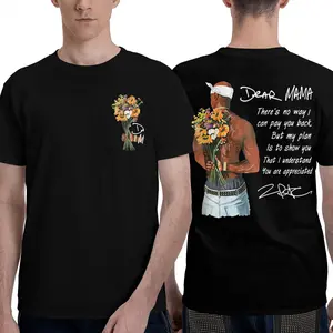 Tupac Dear Mama Cotton T-Shirt, 2Pac Sunflower Graphic Tee, Retro Hip Hop Casual Shirt for Fans, Rap Lovers