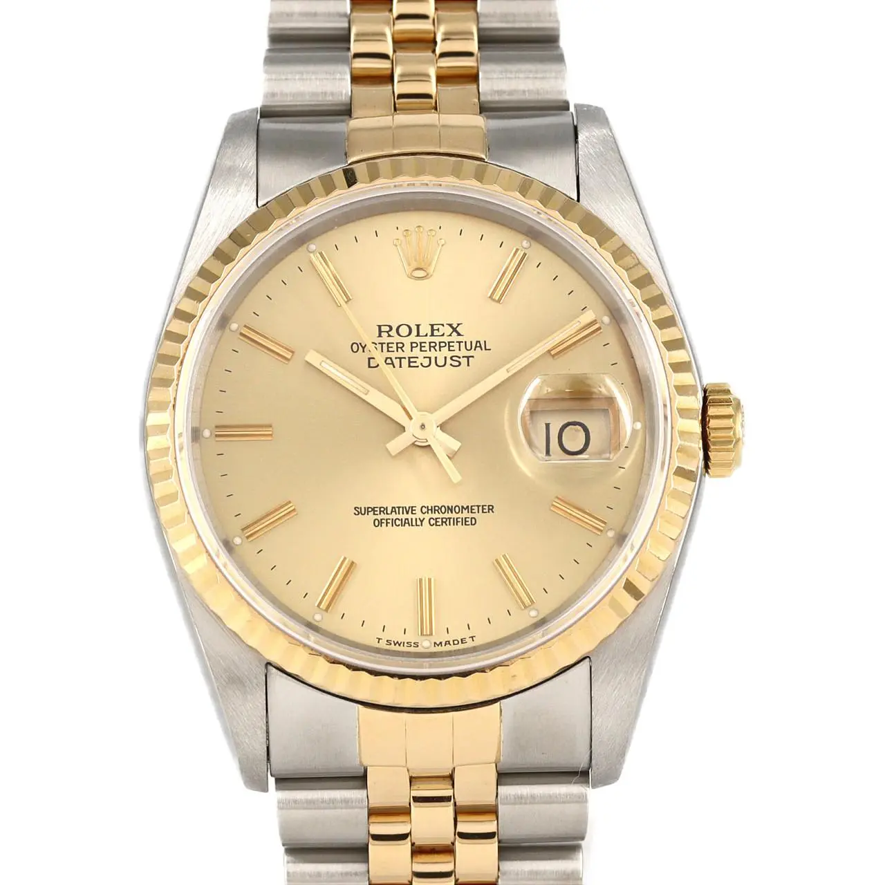 Pre-owned ROLEX Stainless Small Leather Goods Datejust Steel Yellow Gold Automatic