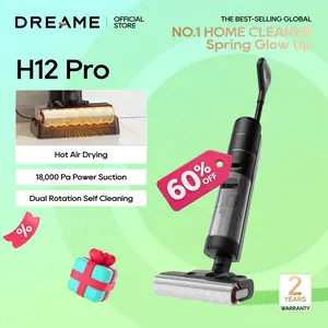 DREAME H12 Pro Select Vacuum Mop, Wet Dry Vacuum Cleaner, Smart Floor Cleaner Cordless Vacuum and Mop for Hard Floors, One-Step Edge to Edge Cleaning with Hot Air Drying Black