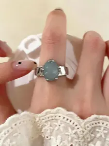 Summer Cool Aquamarine Ring for Women, Adjustable Open Design, Versatile Index Finger Ring, Beach Vacation Style, Unique Fashion Jewelry