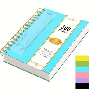 A5 Spiral Notebook, 300 Pages with Ruler, 100GSM Line Paper, Bleed-Proof, PVC Cover, Waterproof, Minimalist Fantasy Design, Personalized, for Work Writing, Office, School, 5.7"x 8.4"